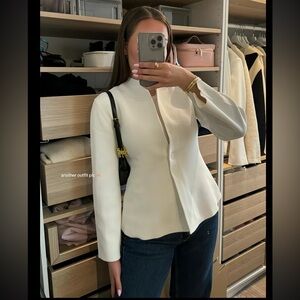 Zara Blazer Fitted Knit in White NWT
